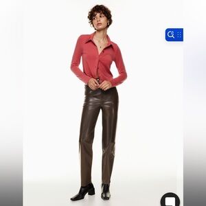 NWT Aritzia Melina Super High Vegan Leather Pants in Rich Mocha Brown